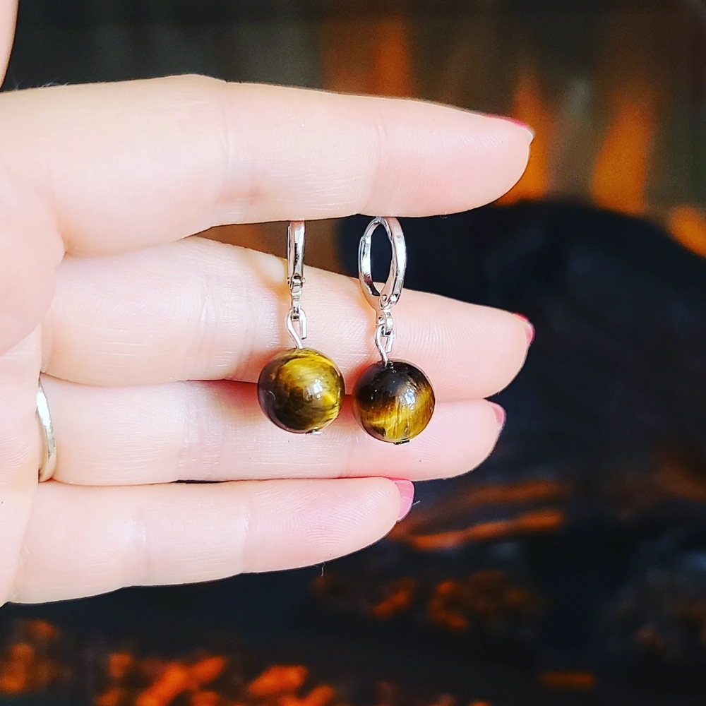 Tiger Eye beaded earrings ✨